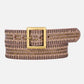 Ezra Studded Leather Belt with Square Buckle by Amsterdam Heritage in Taupe