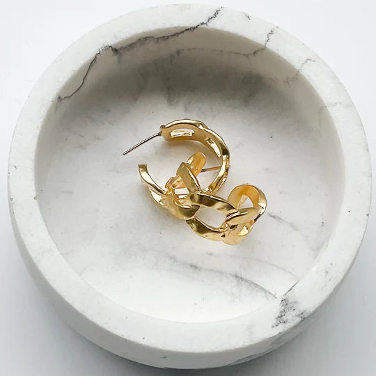 Small Chain Link Hoop Earring by Virtue Jewelry in Gold
