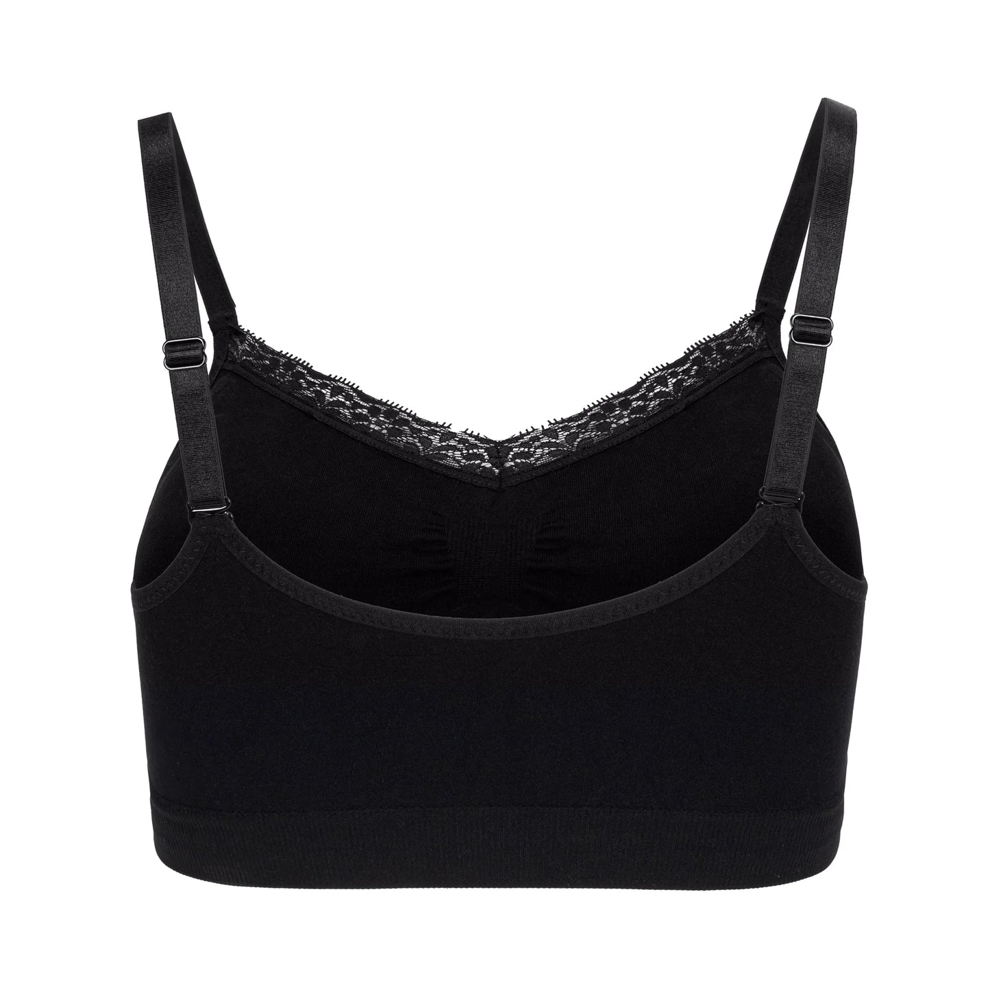 Lace Trim Bra One Size in Black by Joy Bra