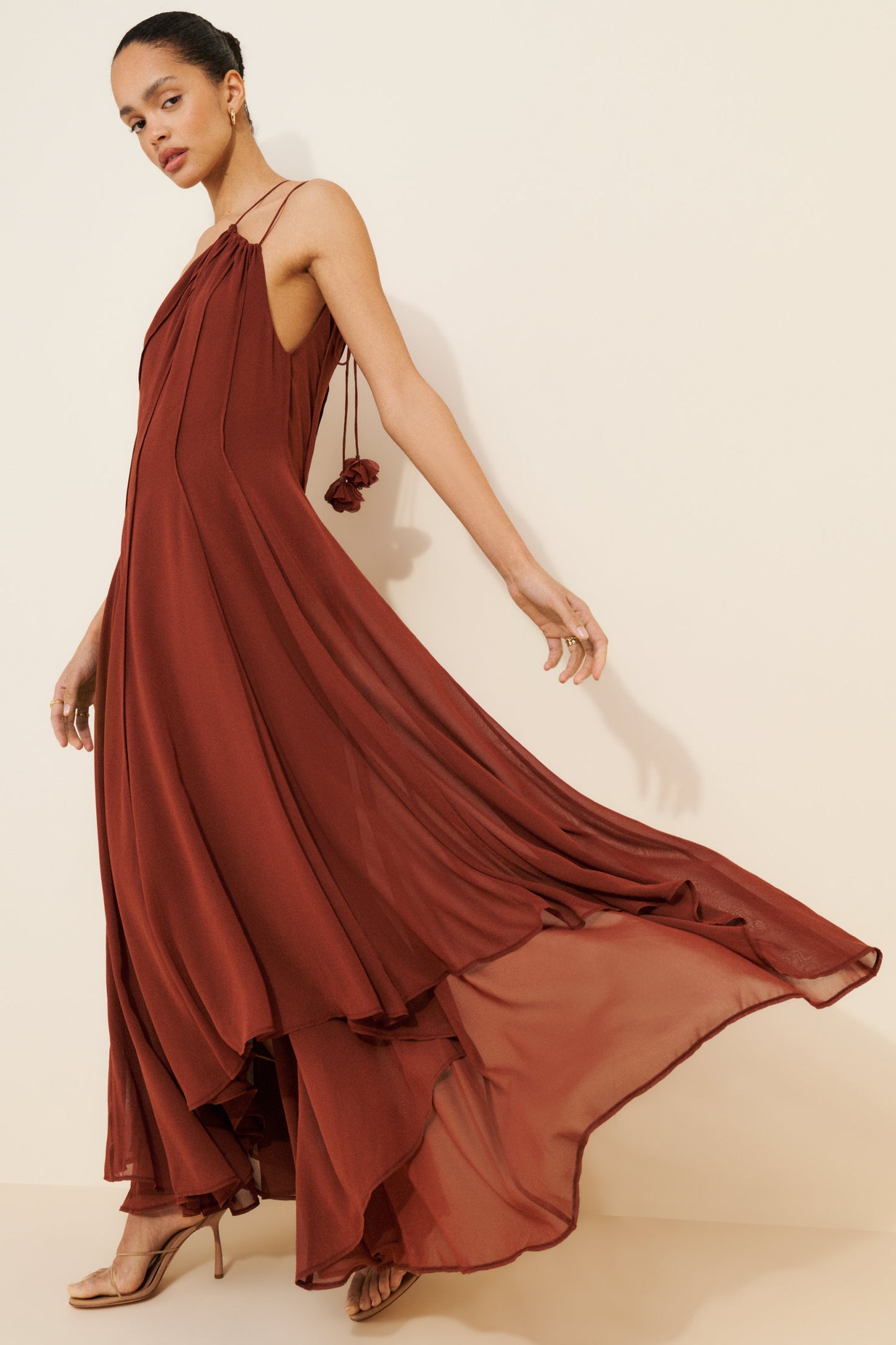 Paislee Dress by Exquise in Brown