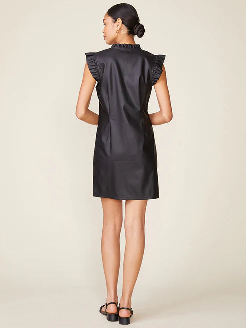 Double Flutter Sleeve Vegan Dress by ANTHEM the label in Black