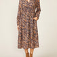 Long Sleeve Printed Midi Dress by ANTHEM the label in Brown