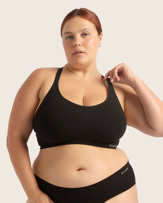 Full Bust Racerback Wireless Bra by Boody in Black