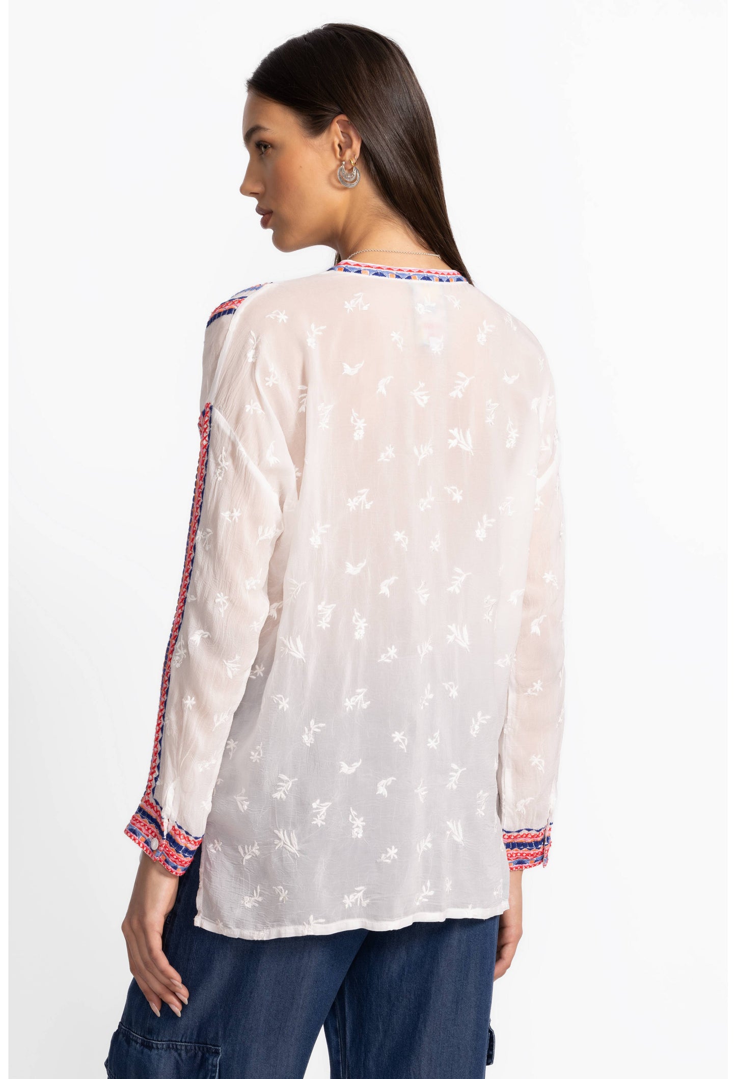The Audrey Mandarin Collar Shirt by Johnny Was in Maura