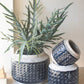 Set of three dark blue knobby ceramic pots by Kalalou