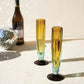 Recycled fluted champagne glass  by Kalalou in blue/amber