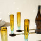 Recycled fluted champagne glass  by Kalalou in blue/amber