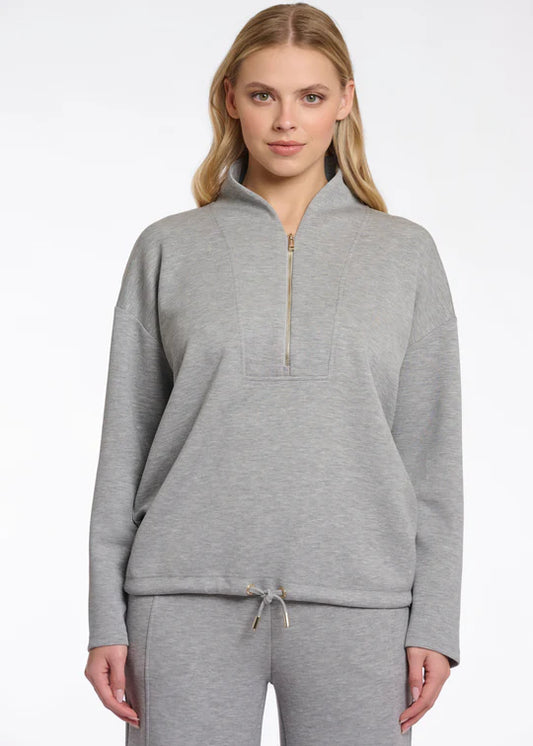 Dounia Sweatshirt w/Zipper by Rino & Pelle in Grey Melange