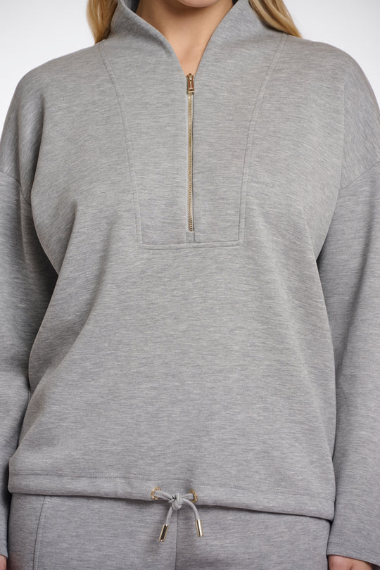 Dounia Sweatshirt w/Zipper by Rino & Pelle in Grey Melange