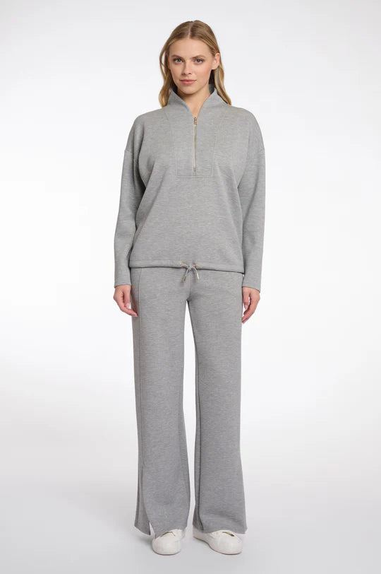 Dounia Sweatshirt w/Zipper by Rino & Pelle in Grey Melange