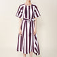 Juliet Short Sleeve Dress Midi Dress by Du Paradis in Black Red Stripes