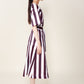 Juliet Short Sleeve Dress Midi Dress by Du Paradis in Black Red Stripes