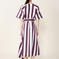 Juliet Short Sleeve Dress Midi Dress by Du Paradis in Black Red Stripes