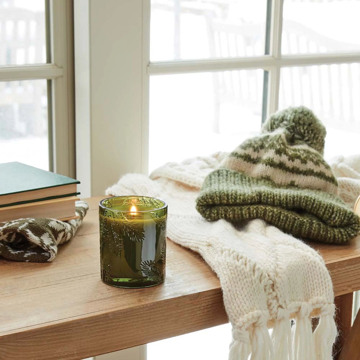 Molded Green Glass Frasier Fir Poured Candle by Thymes