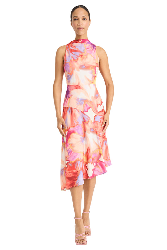 Cowl Neck Midi Slip Dress by Maggy London in Ivory Orange