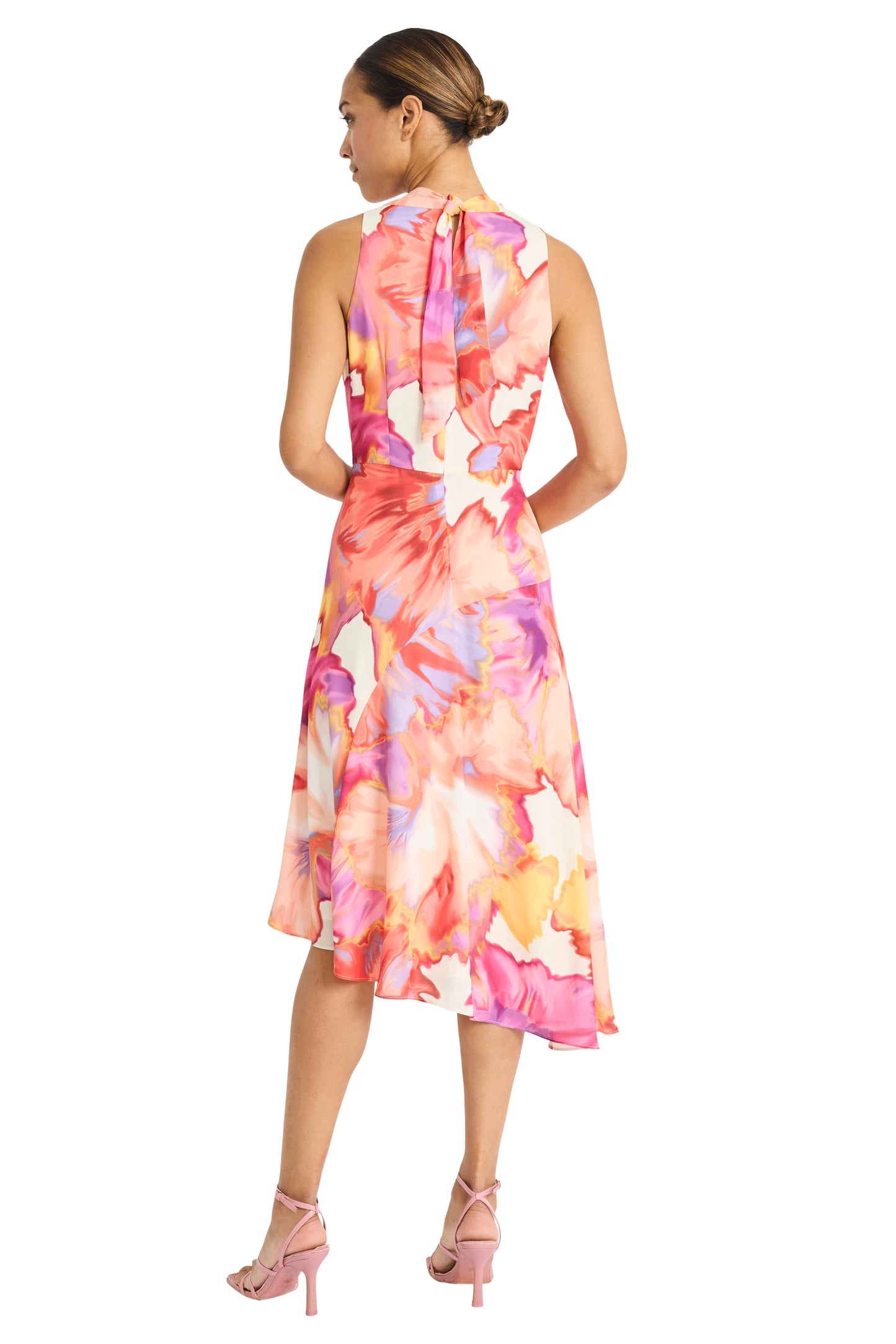 Cowl Neck Midi Slip Dress by Maggy London in Ivory Orange