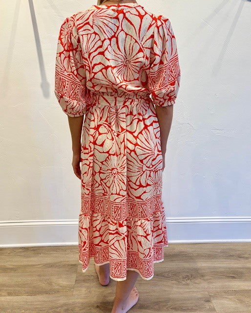 Dress by Olive Hill in Ivory/Orange