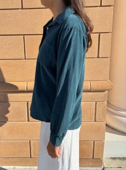 Long Sleeve Cord Top by SAGA in Teal