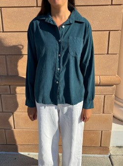 Long Sleeve Cord Top by SAGA in Teal