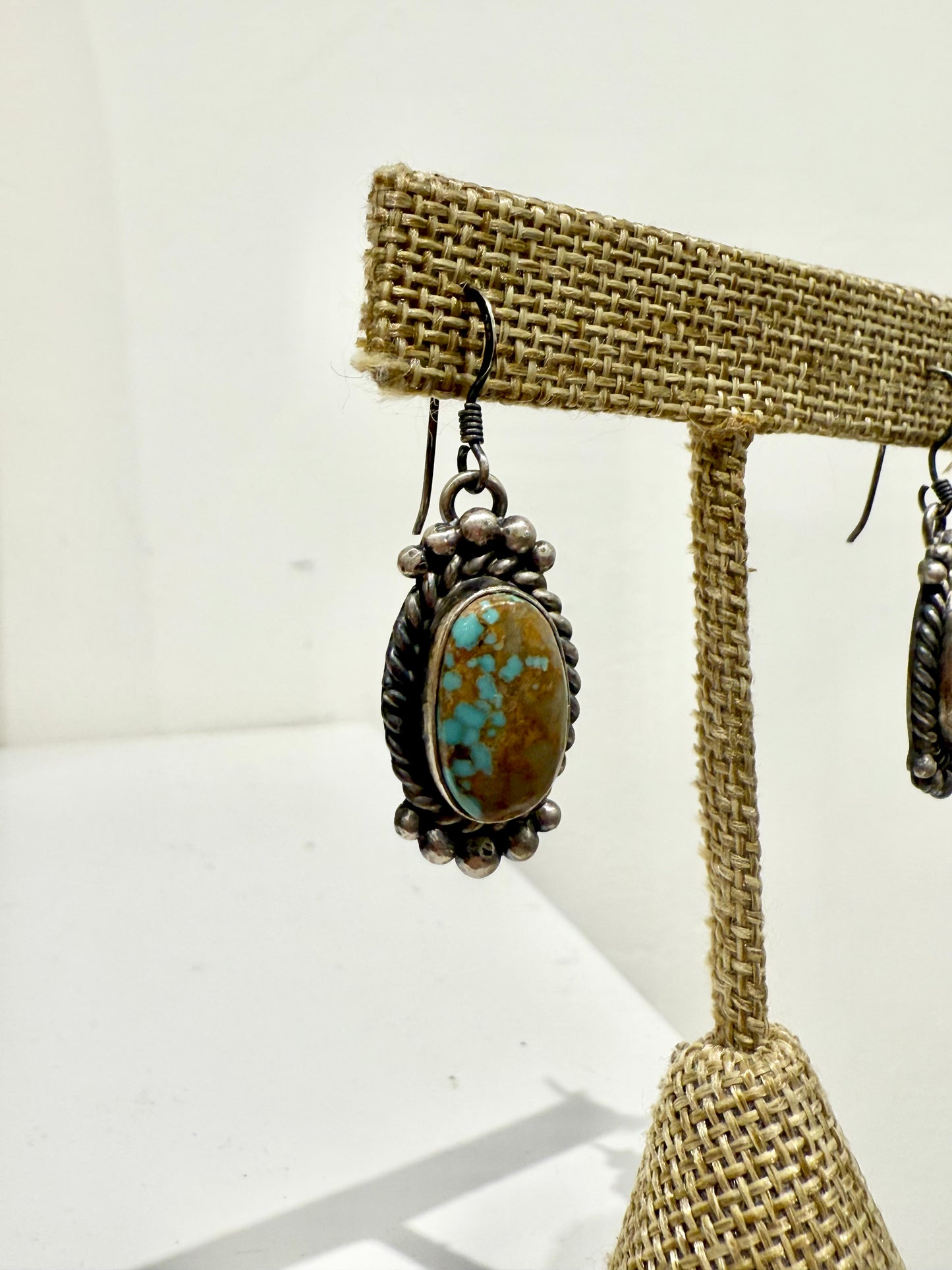 #8 Turquoise & Sterling Silver Earrings Handmade Native American Jewelry by Alzuni