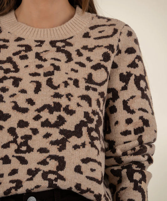 Gisela Animal Print Pullover Sweater by Kut from the Kloth in Beige and Brown