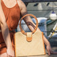 Ibiza Straw Handbag w/Leather Handles by Shebobo in Natural