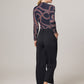 Ines Ribbon Print 3D Top by Wild Cosmos in Black Mix