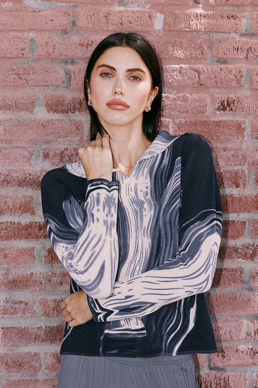 Kayla Brushstroke Top by Wild Cosmos in Black / Vanilla