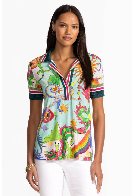The Janie Favorite Short Sleeve Swing Polo by Johnny Was in Kayla