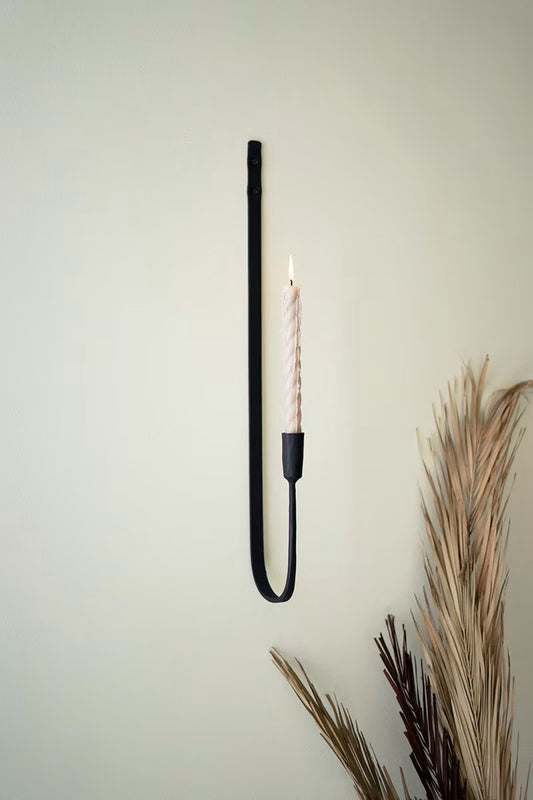 Forged-iron single taper wall sconce by Kalalou