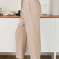 Drawstring Waistband Edge Stitch Detail by Milio Milano in Earth Beige