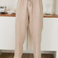 Drawstring Waistband Edge Stitch Detail by Milio Milano in Earth Beige