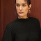 Iris Lettuce Edge Stripe Top by Wild Cosmos in Black