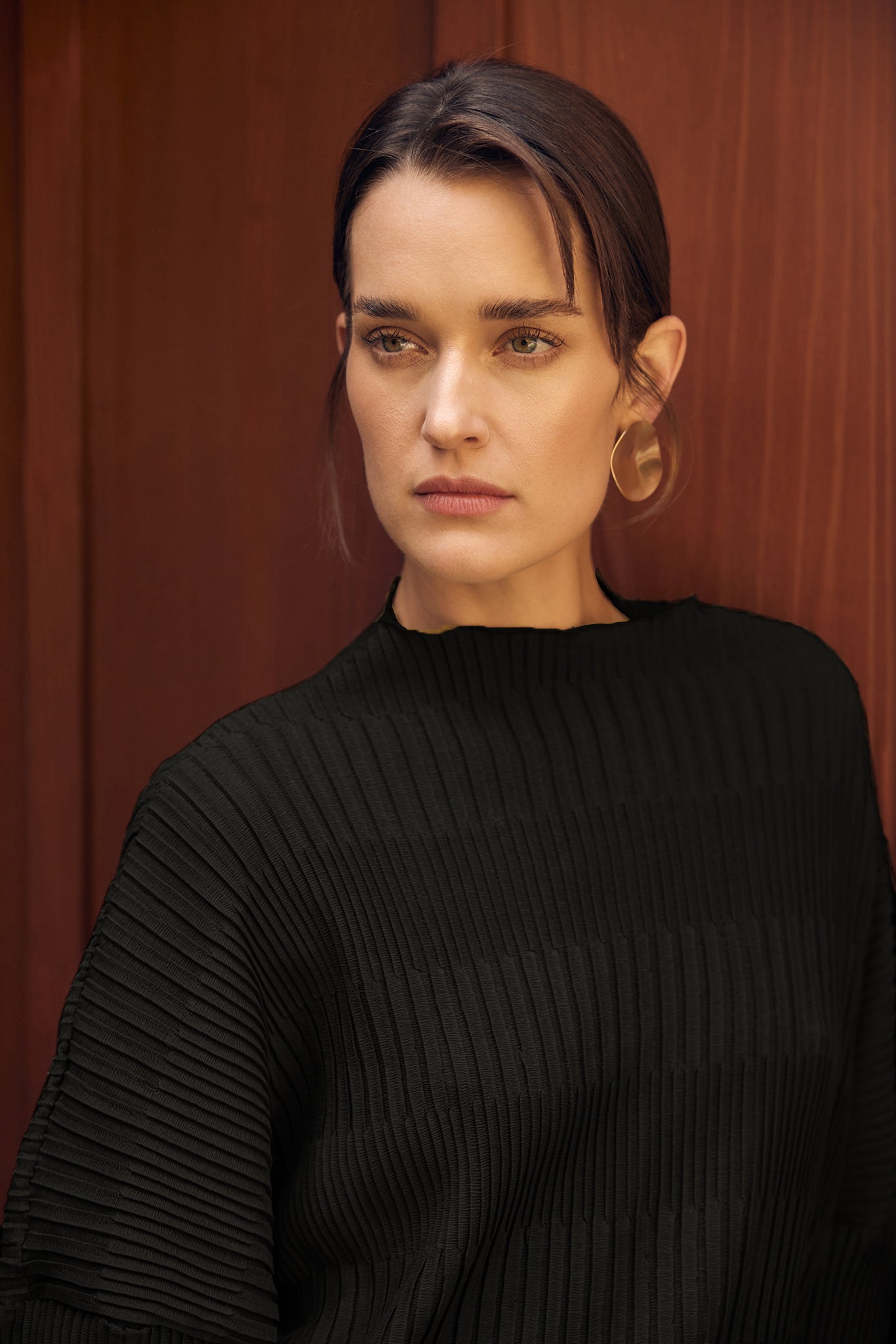 Iris Lettuce Edge Stripe Top by Wild Cosmos in Black
