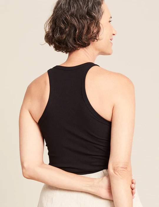 Ribbed Racerback Tank by Boody in Black