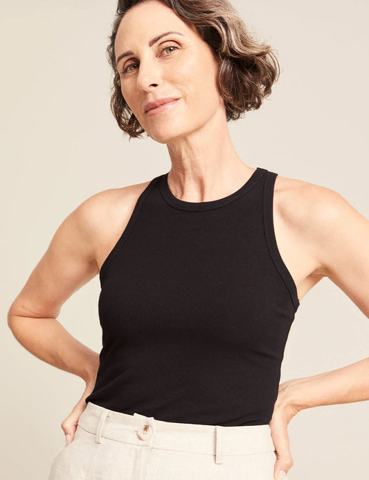 Ribbed Racerback Tank by Boody in Black