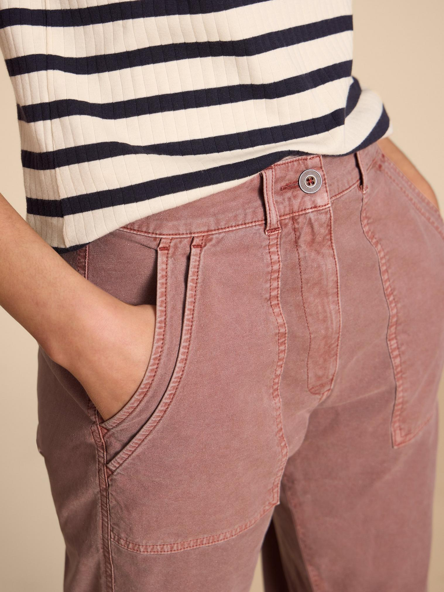 Twister Chino Trouser by White Stuff in Dusty Pink
