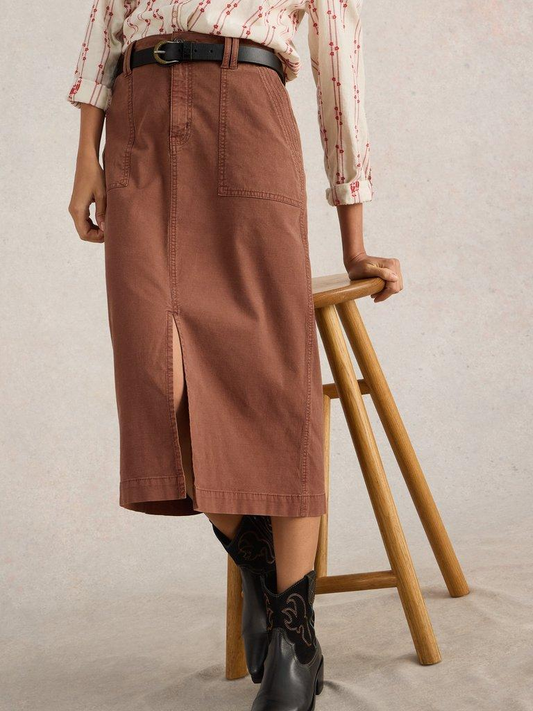 Maren Midi Skirt by White Stuff in Dark Tan