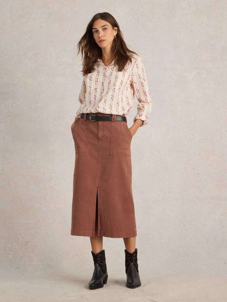 Maren Midi Skirt by White Stuff in Dark Tan
