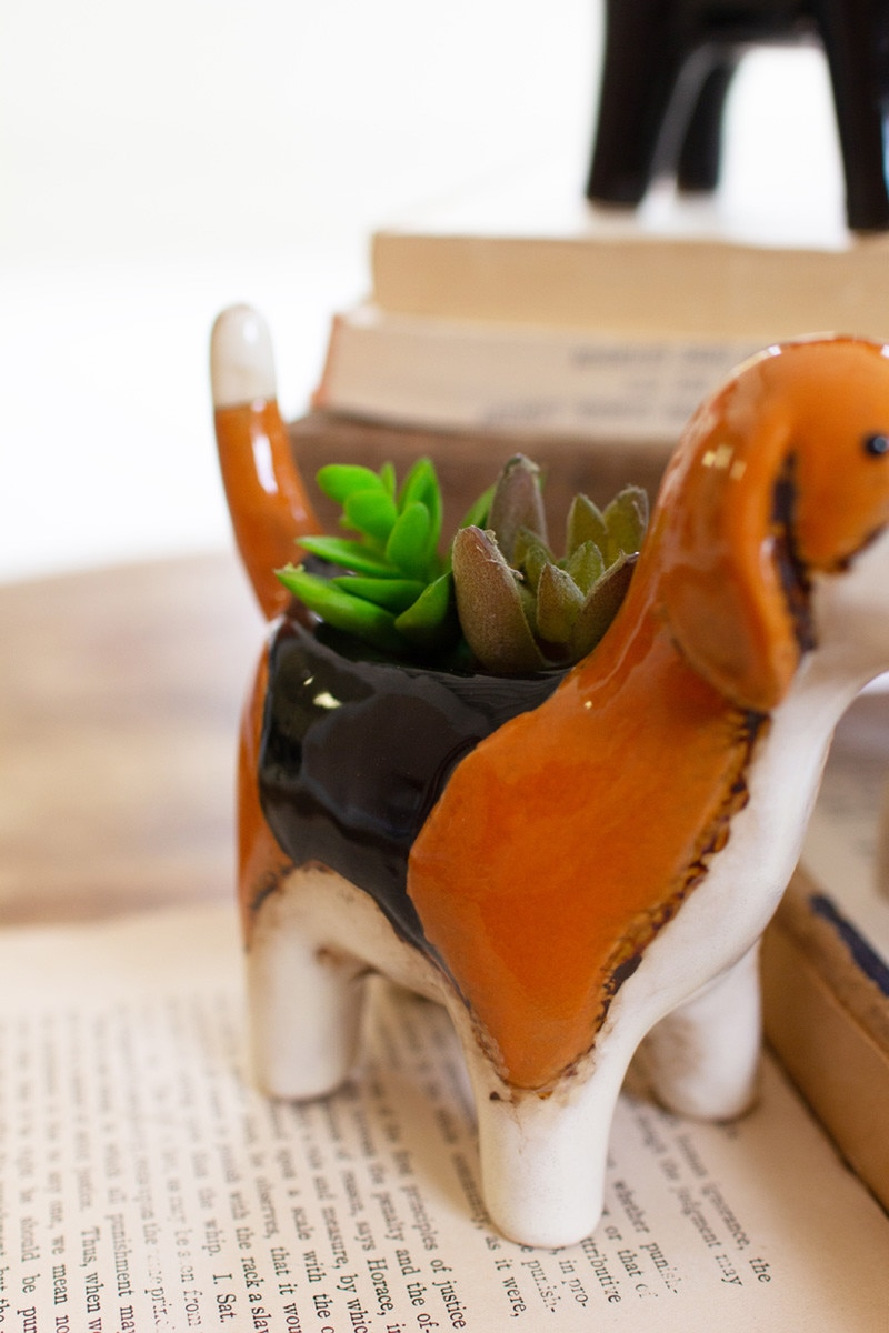 Set of 5 Ceramic Dog Planters by Kalalou