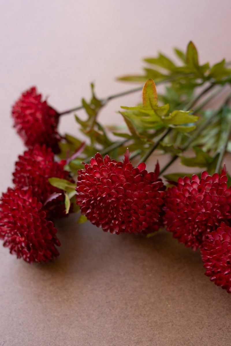 Bundle of 7 Artificial Red Ball Dahlias by Kalalou
