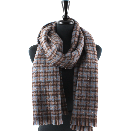Winter Puzzle Scarf by Pretty Persuasions in Grey Purple