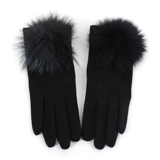 Extra Furry Gloves by Pretty Persuasions in Black