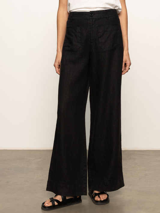 The Linen Marine Wide Leg Pant by Sanctuary in Black
