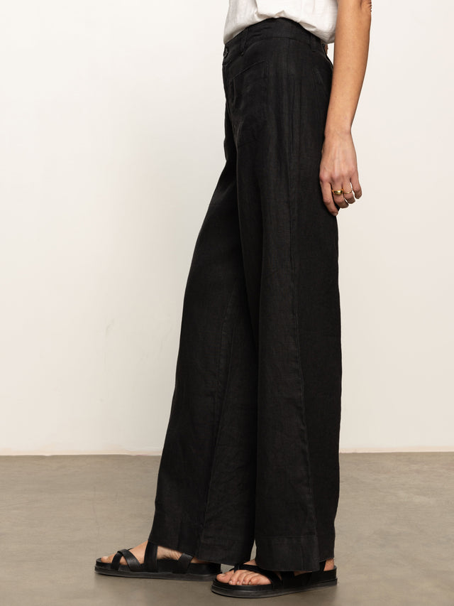 The Linen Marine Wide Leg Pant by Sanctuary in Black