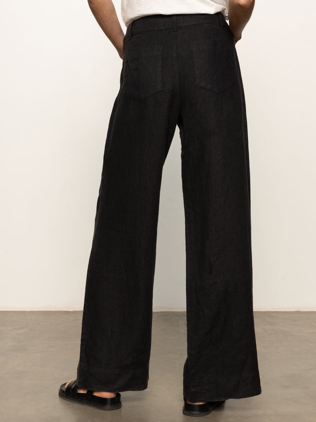 The Linen Marine Wide Leg Pant by Sanctuary in Black