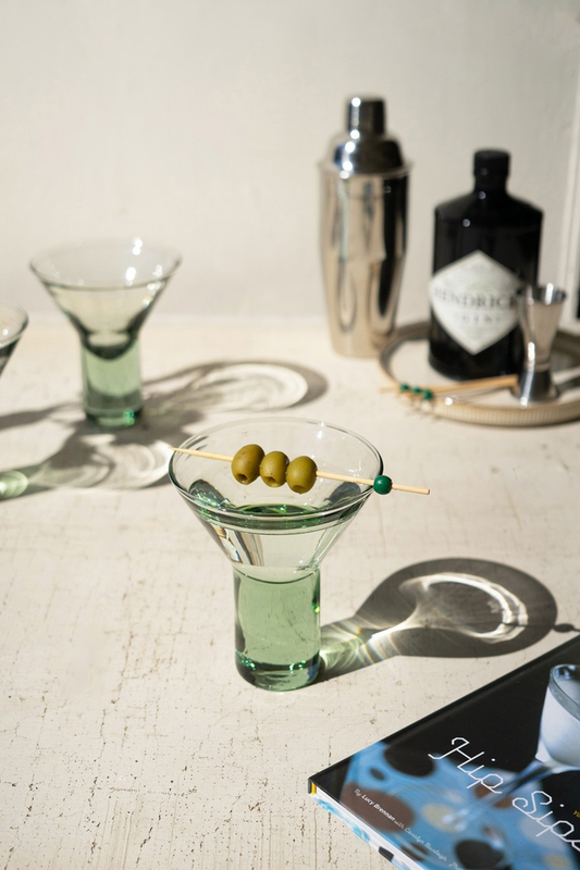 Clear Martini Glass with Solid Base by Kalalou in Green