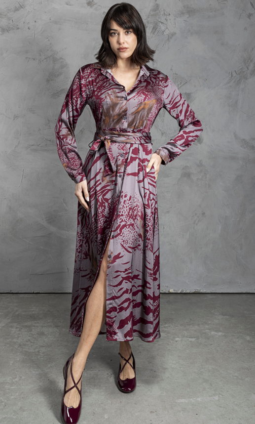Mold G Long Shirt Dress by Anonyme in Bordo