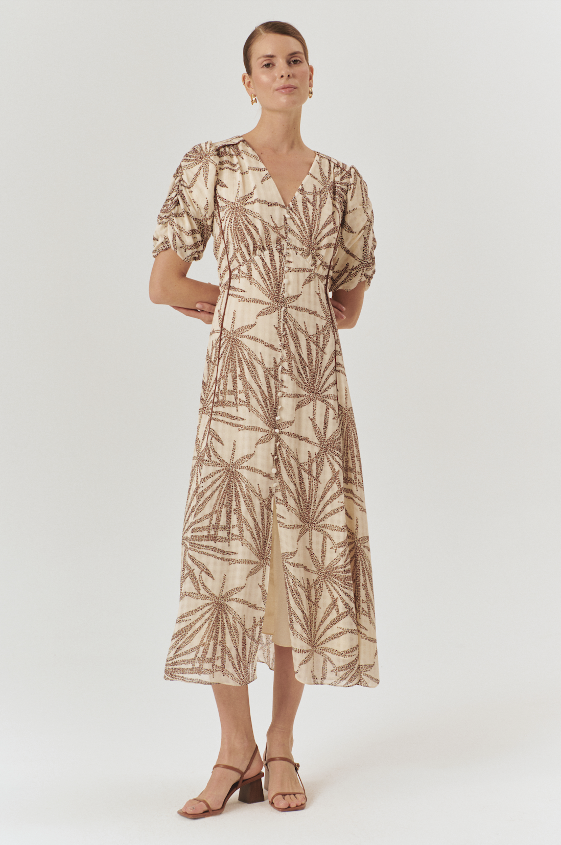 Adaline Dress by Exquise in Brown/Beige