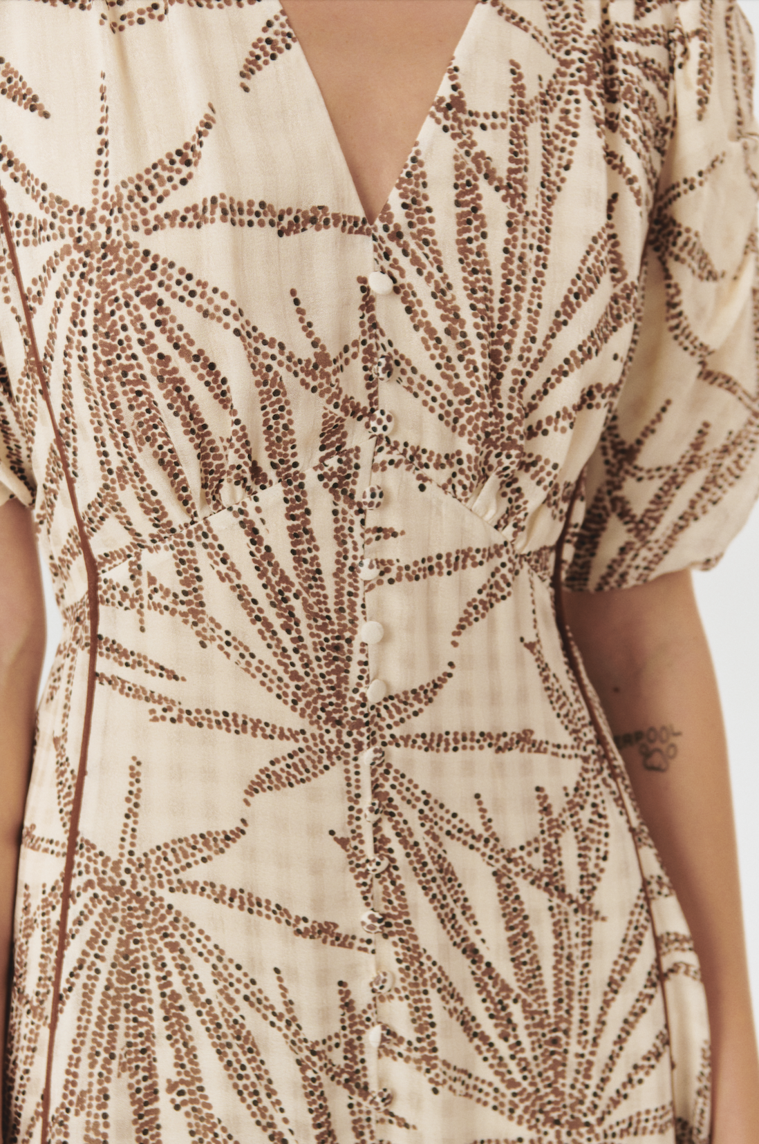 Adaline Dress by Exquise in Brown/Beige